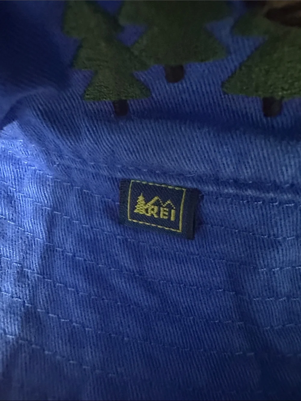 REI Kids' Royal Blue Bucket Hat with Forest Embroidery